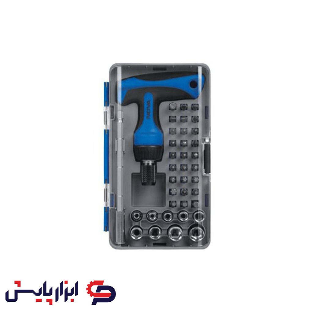 ست بیت و بکس 38 عددی با دسته جغجغه ای T شکل مدل 1355 ست بیت و بکس 38 عددی با دسته جغجغه ای T شکل مدل 1355